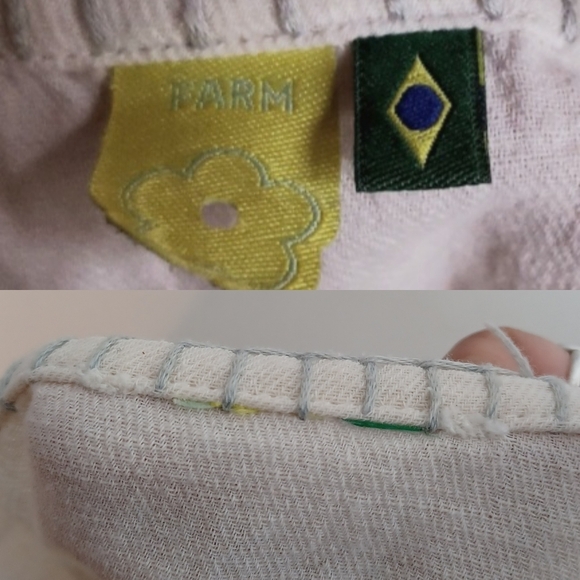 Anthropologie Farm Rio White Geometric Embroidered Aztec Tassel Cotton Poncho - Picture 15 of 16